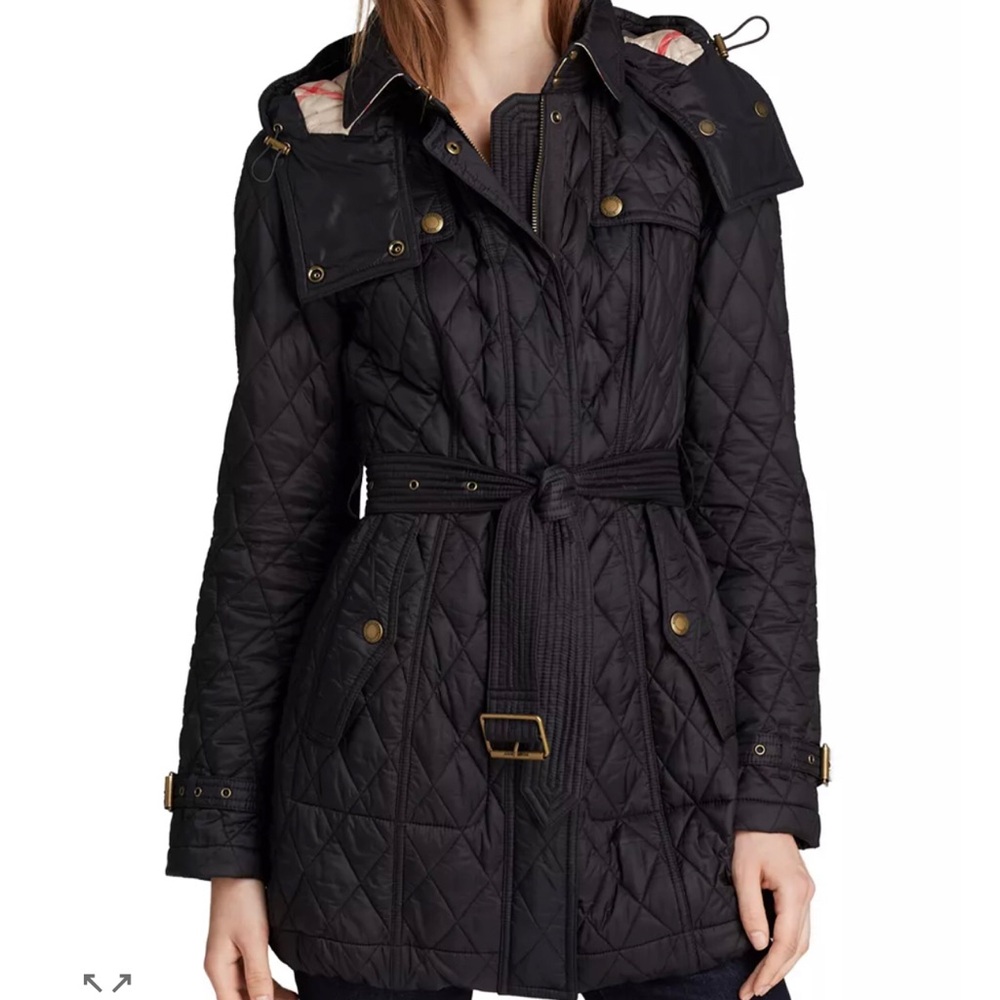 Burberry Black Quilted Trench Coat